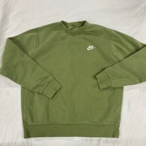 Nike Sportswear Club Fleece Crewneck Sweatshirt Olive Green Mens M earth tones
